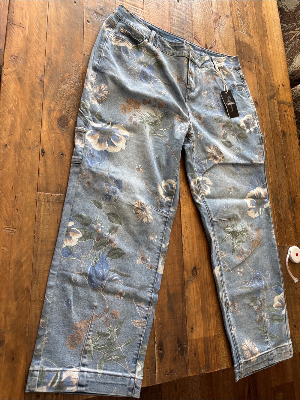 Flamingals Floral Print Blue Women's Jeans